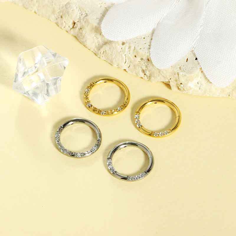 G23 Titanium Nose Ring with Zircon Closure Ring for Men Women Nose Piercing Jewelry - Image 2