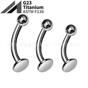 F136 Titanium Internal Thread Navel Ring Curved Barbell Ball End G23 Titanium Alloy Belly Button Piercing Jewelry