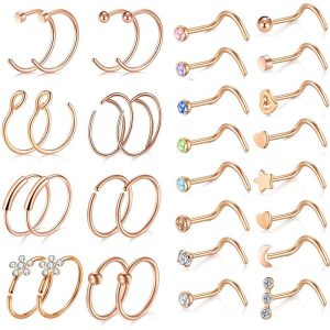 Amazon New Combination Nose Nail Nose Ring Set Stainless Steel Geometric Body Piercing Jewelry