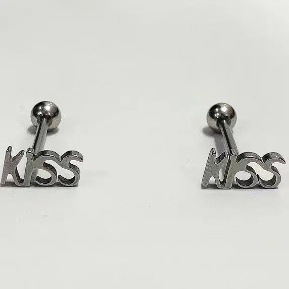 KISS Letter Tongue Barbell 12mm Bar 1.6mm Thick Titanium Steel Short Rod Piercing Jewelry Wholesale - Image 2