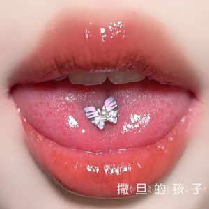 Butterfly Tongue Barbell External Thread Titanium Steel Tongue Ring Piercing Jewelry 2024 New