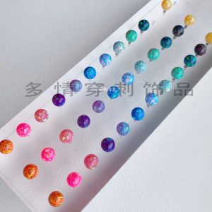 Opal Tongue Barbell 12mm Bar 1.6mm Gauge 5mm Ball Titanium Steel Tongue Ring for Oral Piercing