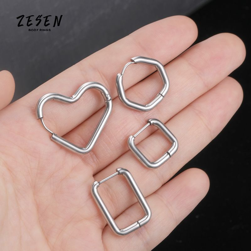 Hip Hop Geometric Triangle Stud Earring for Women - 316L Surgical Steel Flat Back Earring - Image 4