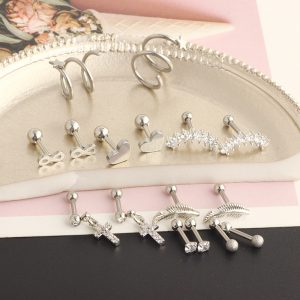 16G Tragus Earring Cartilage Stud Simple Ear Piercing Jewelry Drop Shape Stainless Steel