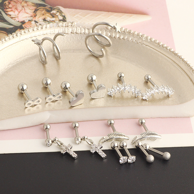 16G Tragus Earring Cartilage Stud Simple Ear Piercing Jewelry Drop Shape Stainless Steel - Image 2