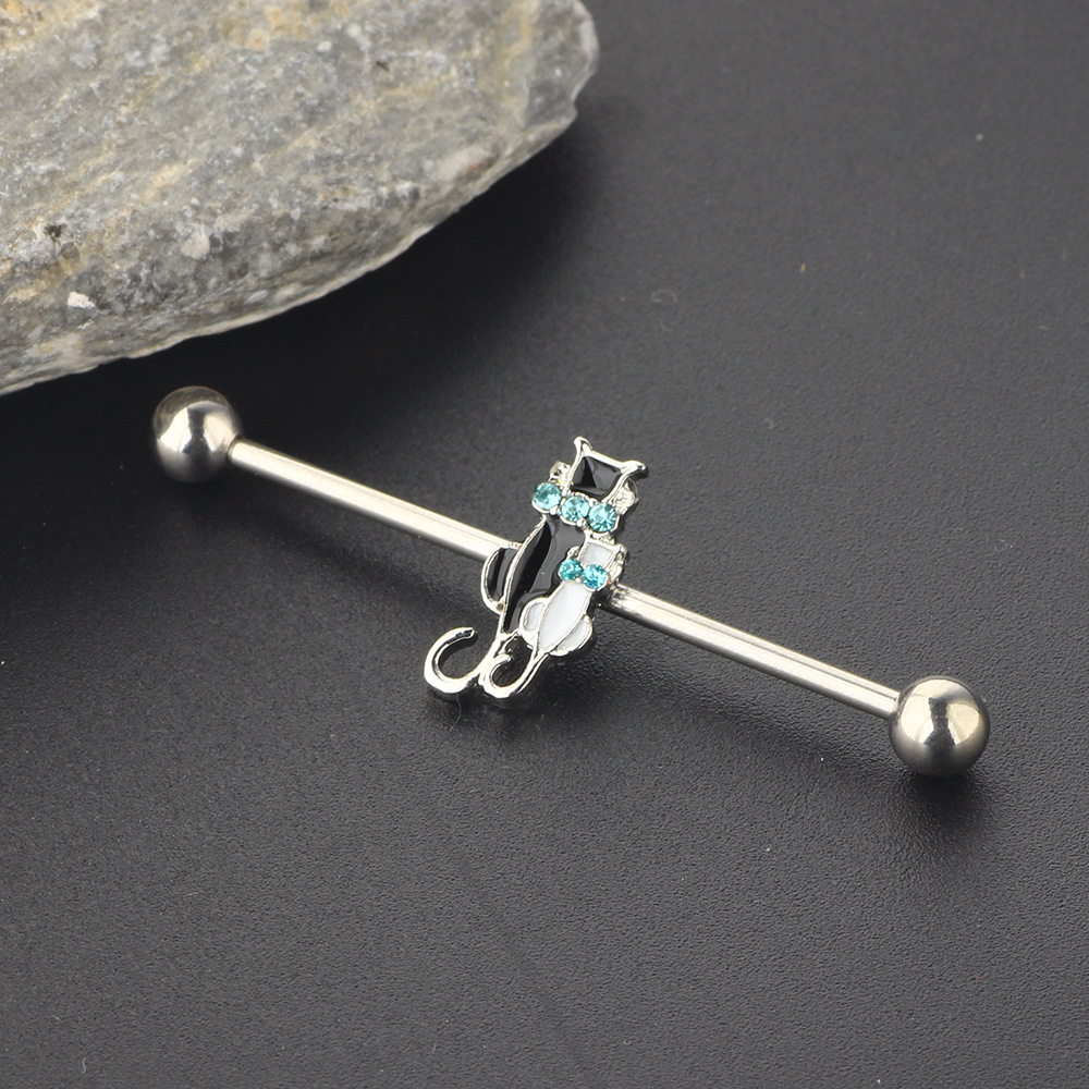Industrial Barbell Ear Stud Stainless Steel Multiple Piercing Jewelry LOVER Cat - Image 4