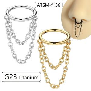 F136 Titanium Nose Ring Tassel Ear Bone Ring Closed Ring Piercing Jewelry for Men and Women Fashion Earrings