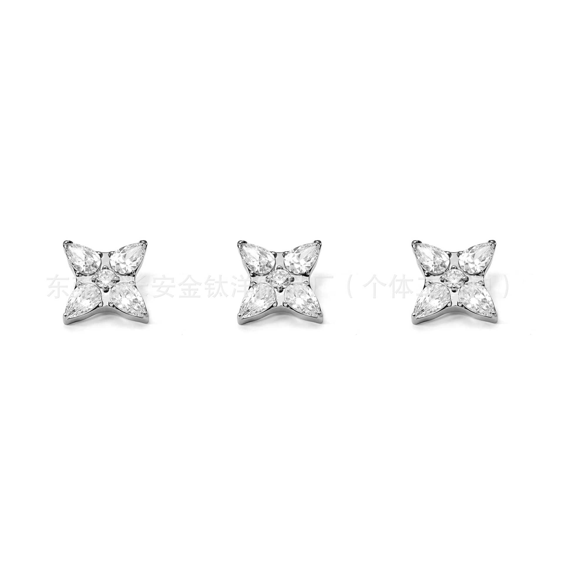 ASTM F136 Titanium Water Drop Eight-Pointed Star Earrings, Zircon Inlay Lip Studs, Nose Studs, Ear Bone Piercing Jewelry - Image 3