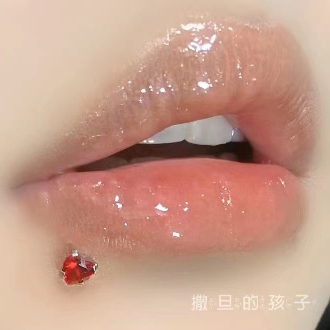 Love Zircon Purple Heart Labret Lip Ring 12mm Bar 1.2mm Gauge Internal Thread 316L Surgical Steel - Image 3