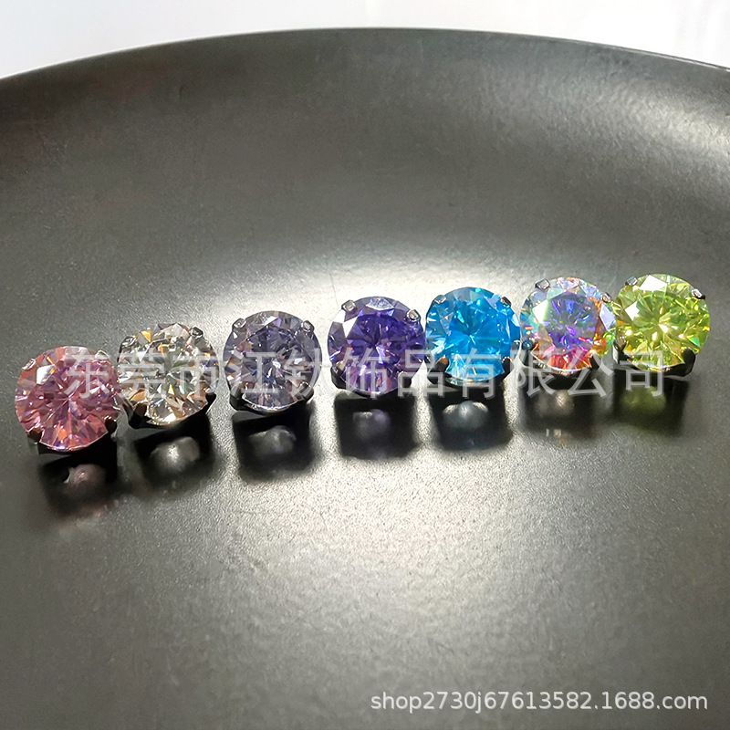 G23 Titanium Ear Cartilage Stud Four Claw Side Hollow Zircon Piercing Earrings - Image 4