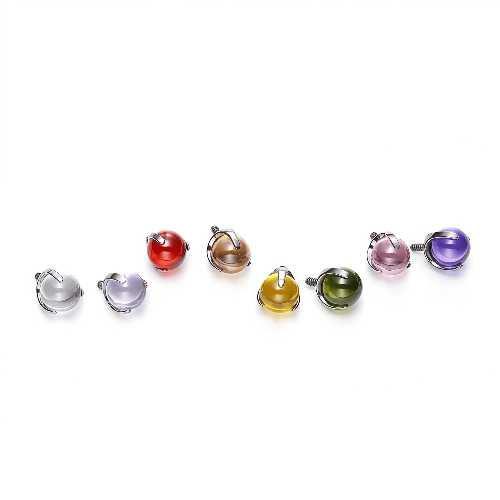 F136 Titanium Ball Three-Claw Zircon Lip Nose Tongue Nail Piercing Jewelry 1.2mm x 5.0mm - Image 5