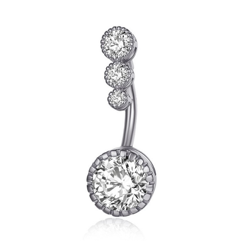 Stainless Steel Gold Belly Button Ring with CZ Leaf Dangle Navel Piercing Jewelry Wholesale - Image 2