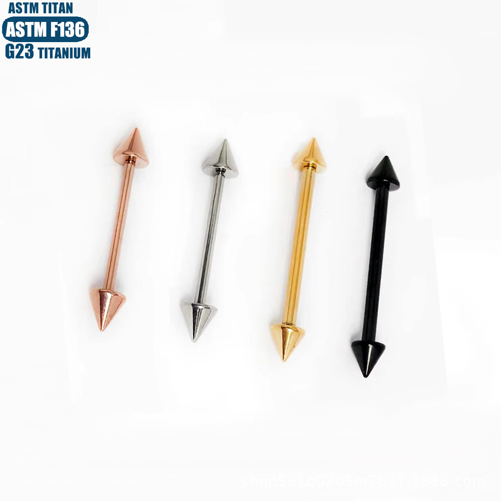 F136 Titanium Alloy Lip Nail Pointed Cone Straight Bar Tongue Nail Internal Spiral Piercing Jewelry Tragus Earring - Image 4