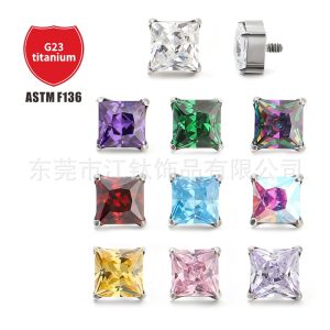 G23 Titanium Alloy Square Inlaid Zircon Earring - Cartilage Piercing Jewelry