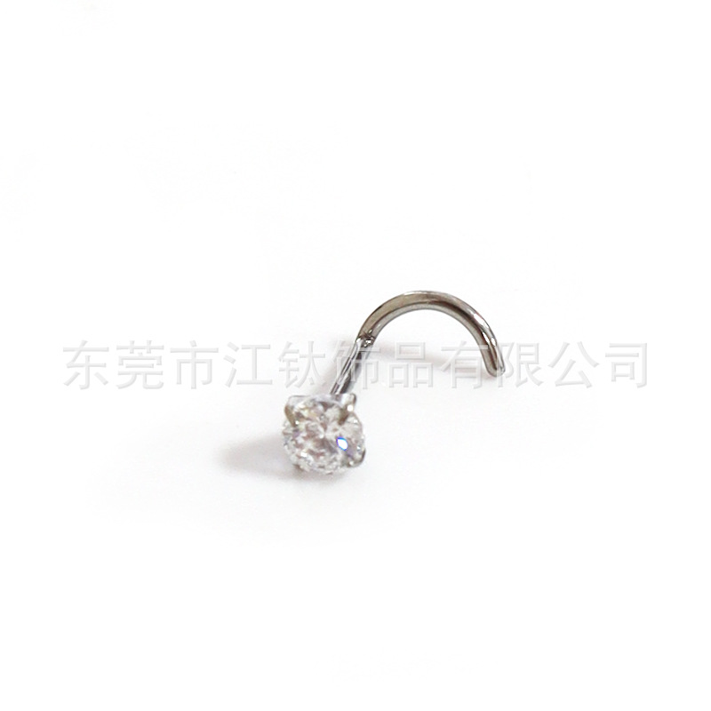 G23 Titanium Nose Stud with 5A Zircon Inlay - Threadless Push-Fit Nose Screw Plug-In Nose Pin - ASTM F136 Titanium Nose Jewelry Wholesale - Image 5