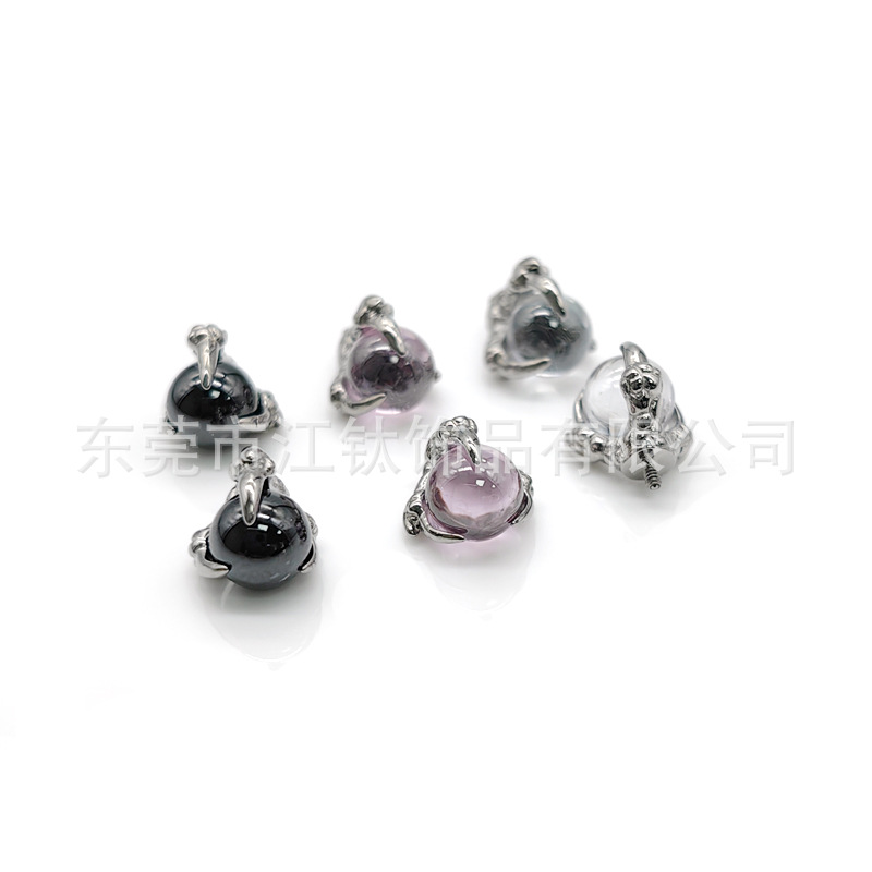 G23 Titanium Flat Back Earring Dragon Claw with Zircon Round Beads - ASTM F136 Body Piercing Cartilage Stud - Image 5
