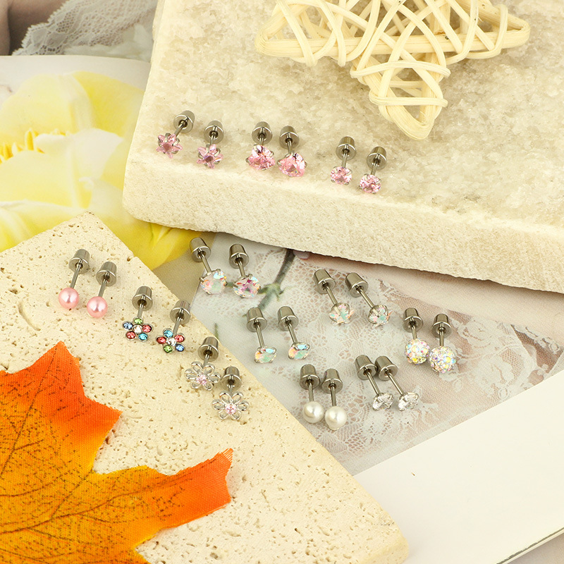 12 Pair Set Bullet Earrings Women Piercing Jewelry Stainless Steel Geometric Vintage Style - Image 4