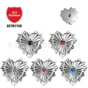 G23 Titanium Alloy Heart Earring with CZ Stones Gold Piercing Ear Cartilage Stud