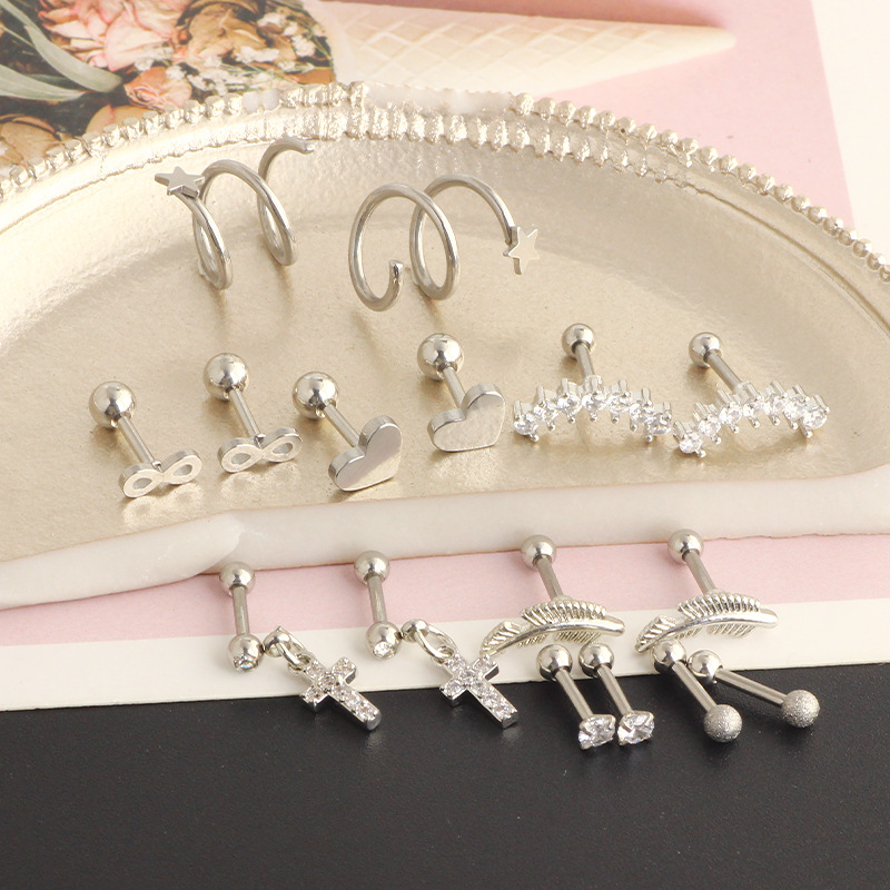 16G Tragus Earring Cartilage Stud Simple Ear Piercing Jewelry Drop Shape Stainless Steel - Image 3
