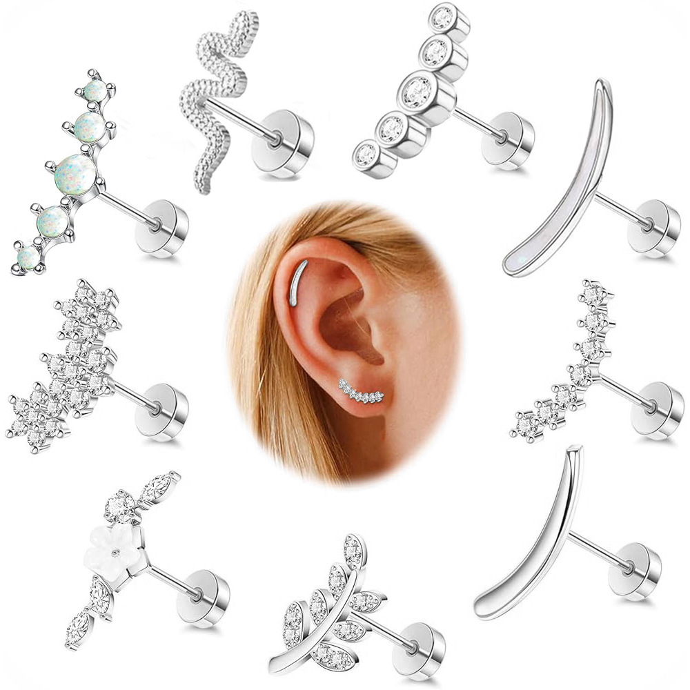 Amazon's Hottest Leaf Star Ear Stud 316L Surgical Steel 14K Gold Plated Ear Cartilage Piercing Jewelry - Image 2
