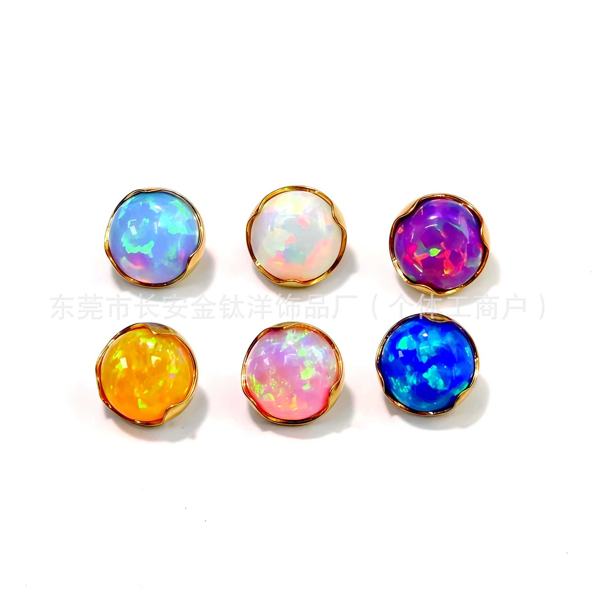 F136 Titanium 18K Gold-Plated Wavy Edge Opal Navel Nail Lip Nail Tongue Nail Ear Nail G23 Titanium Alloy Piercing Jewelry - Image 3