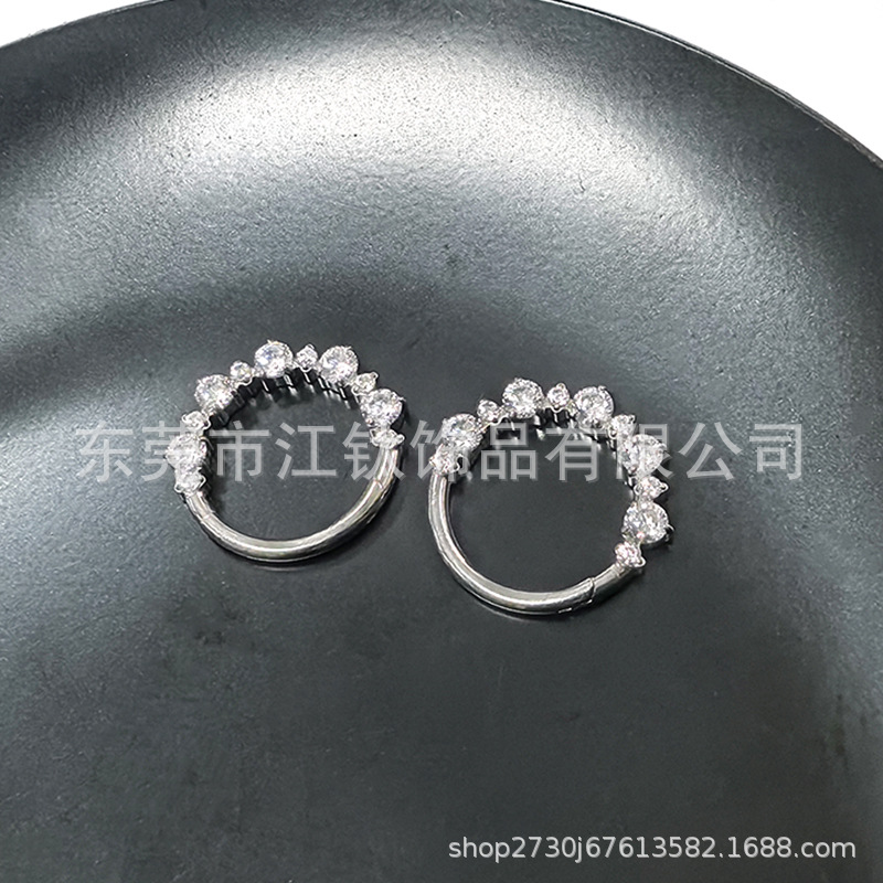 Gold G23 Titanium Nose Ring 1.2mm x 10mm Inlaid CZ Hoop - Cross-Border Hot Sale Body Piercing Jewelry - Image 2