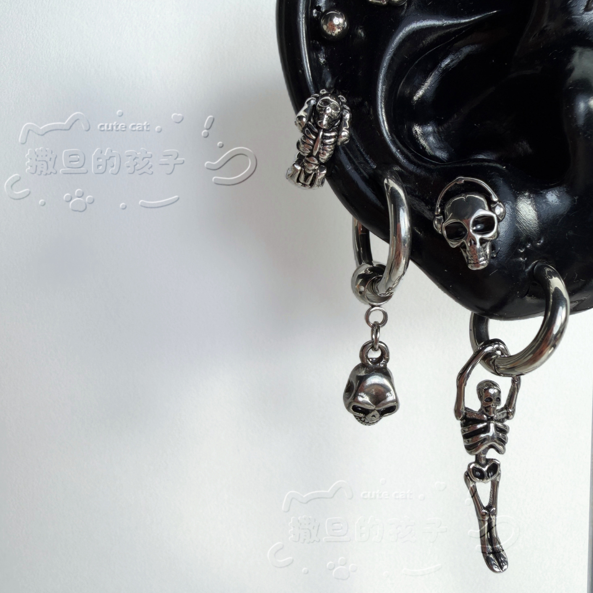 Satan's Children Contract-Style Yandere Ear Studs - Cartilage Tragus Lobe Double Piercing Jewelry - Image 3