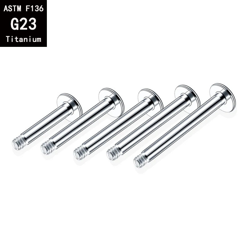 G23 Titanium Lip Nail External Thread Flat Bottom Rod F136 Alloy Polished Piercing Jewelry - Image 4