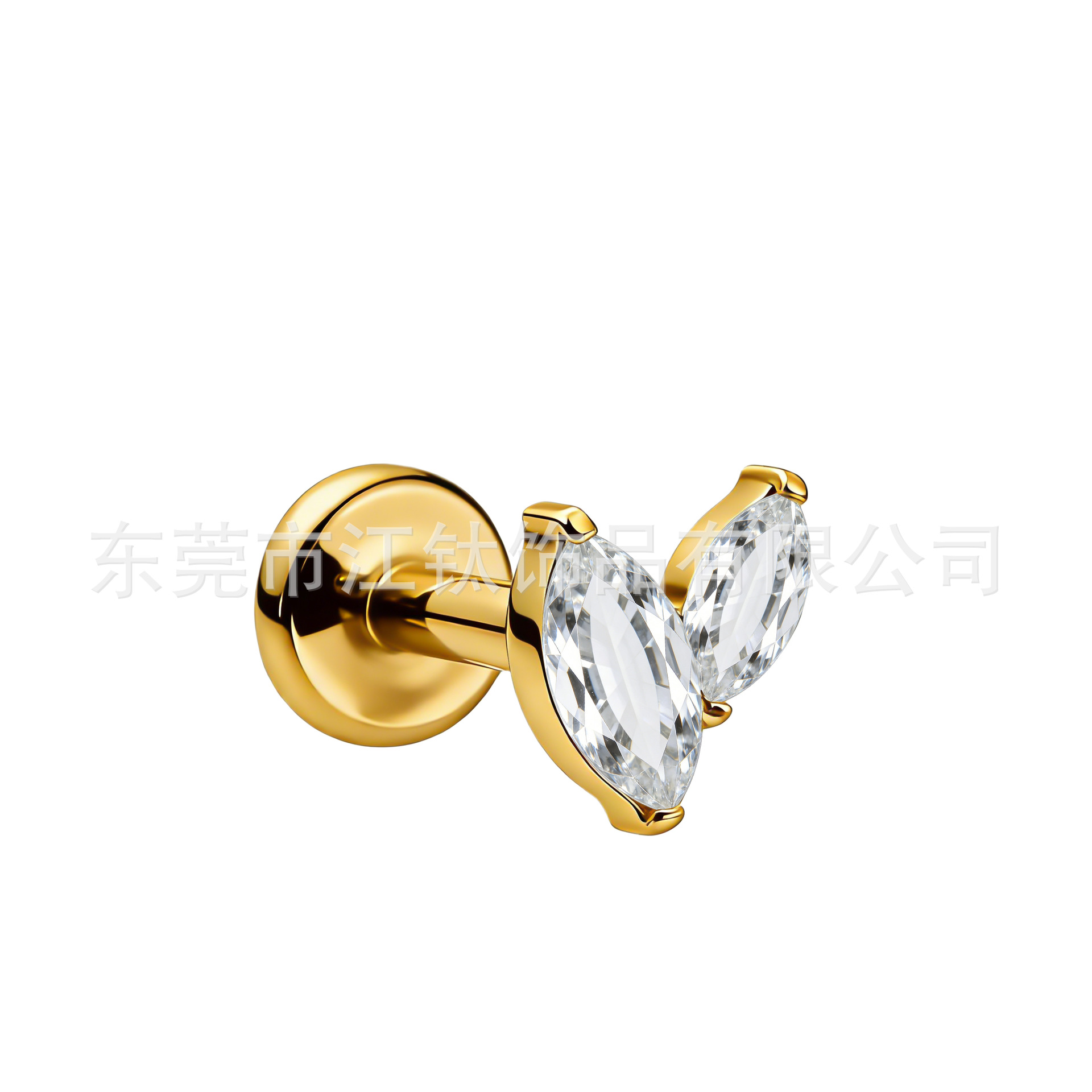 F136 Titanium Ear Bone Nail Marquise Zircon Inlaid Cross-Border Hot Selling G23 Titanium Alloy Body Piercing Jewelry Ear Nail - Image 5
