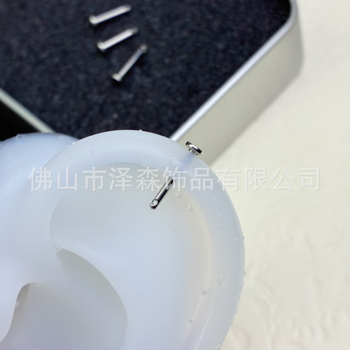 F136 Titanium Side Threaded Earrings Flat Back Labret Stud 1.2mm 10mm Bar 3mm Base 0.9 Thread - Image 3
