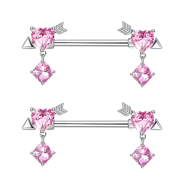 Stainless Steel Butterfly Breast Ring Pink Love Heart Nipple Barbell Peach Heart Piercing Jewelry Wholesale - Image 5