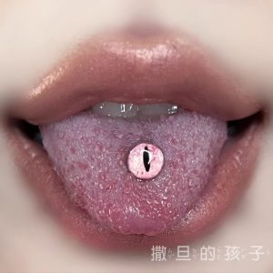 Hot Girl Eye Tongue Ring - 16G Titanium Steel Tongue Barbell Body Piercing Jewelry