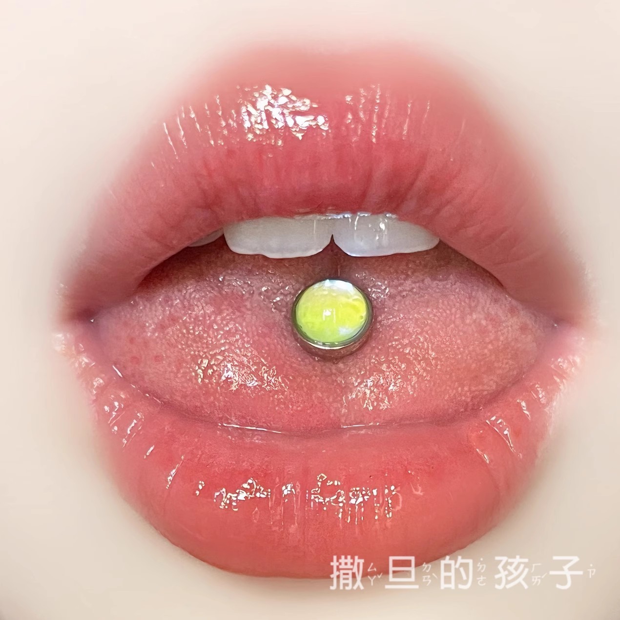 Human Sweet Girl Pop Flash Tongue Ring Titanium Steel External Thread Tongue Barbell Piercing Jewelry Wholesale - Image 3