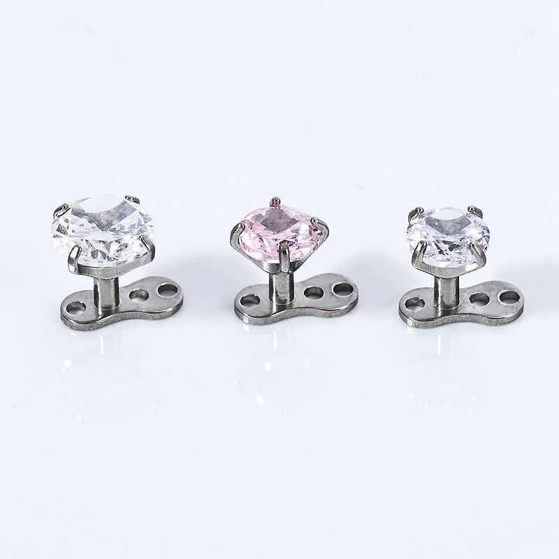 Zesen G23 Titanium Alloy Subcutaneous Buried Nail Zircon Internal Thread Lockbone Nail with Base suit Puncture Jewelry - Image 5