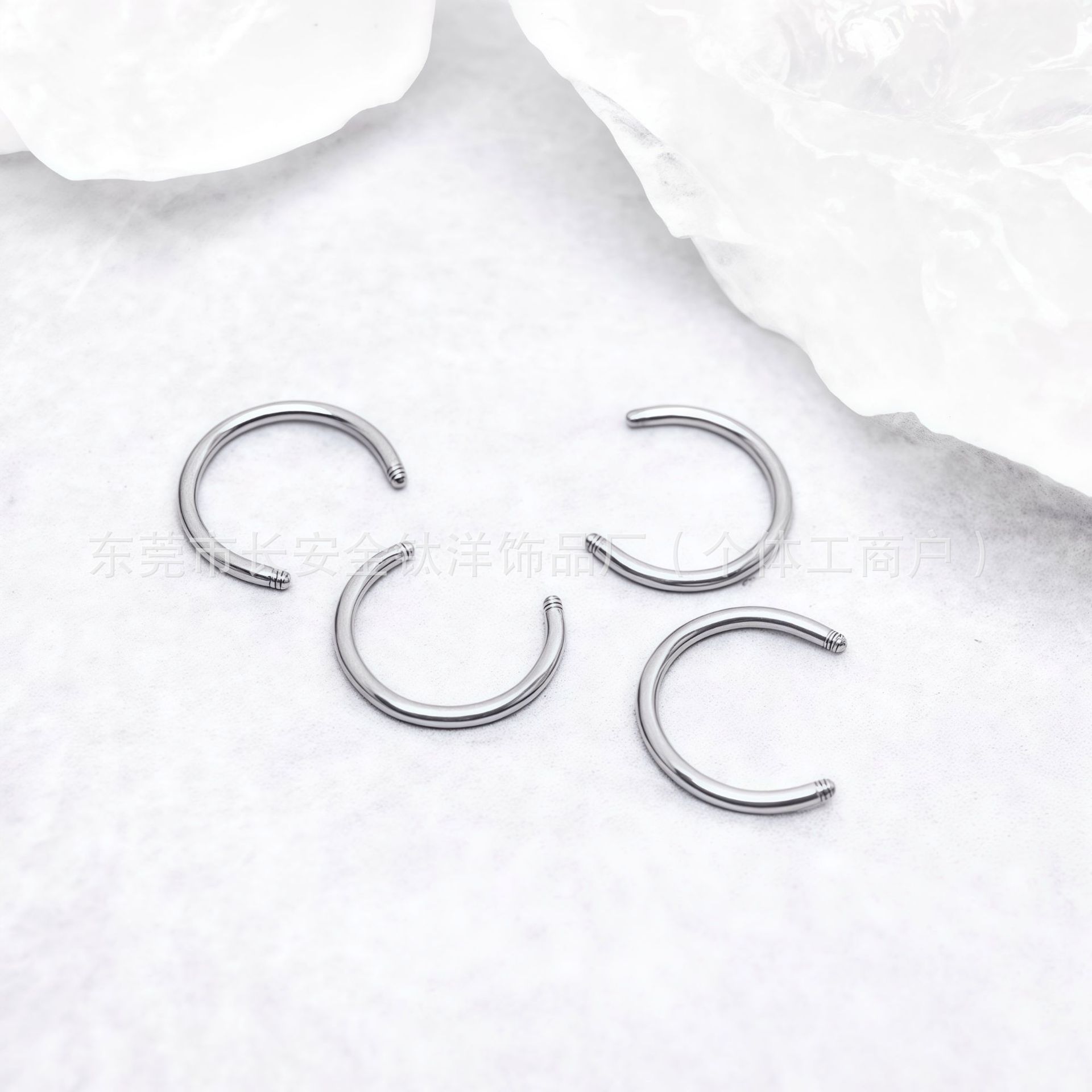 G23 Titanium External Thread Tapered Ball Horseshoe Nose Ring Ear C-Bar Body Piercing Jewelry - Image 5