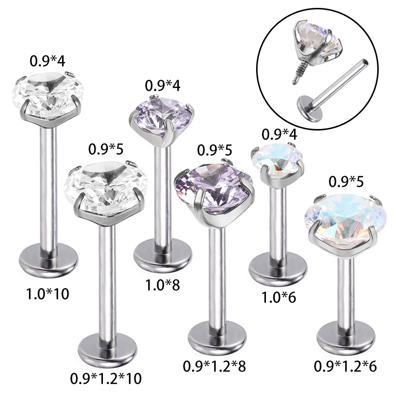 Customized Long Tooth Style G23 Titanium Alloy 5A Zircon Lip Nail F136 Tongue Nail Lip Ornament Ear Nail Piercing Jewelry - Image 2