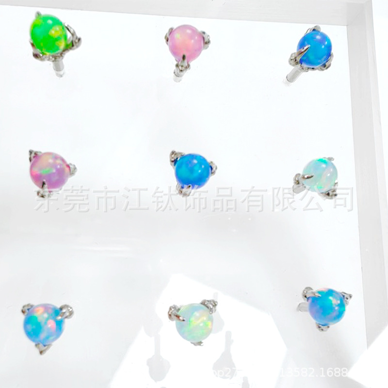G23 Titanium Ear Cartilage Stud Dragon Claw Jelly Australian Treasure Ball Opal Piercing Jewelry - Image 3