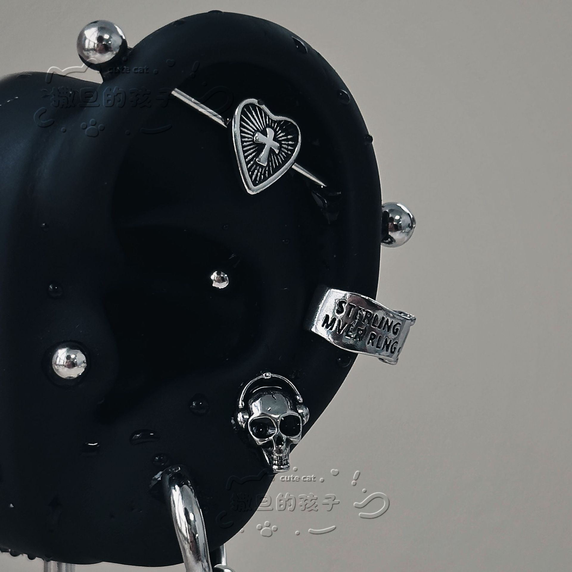 Satan's Child Denim Artist Stud Earrings - 316L Surgical Steel Ear Bone Tragus Helix Cartilage Stud for Punk Style - Image 3
