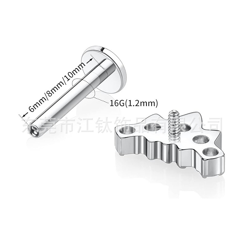 F136 Titanium Horse Eye Stud Earrings with 5 Pcs 5A Zircon Lip Nails G23 Titanium Alloy Body Piercing Jewelry Ear Bone Nails - Image 2