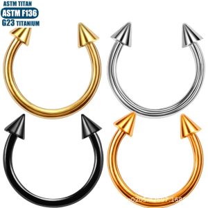 F136 Titanium Horseshoe Nose Ring Internal Thread Septum Ring Earring Jewelry