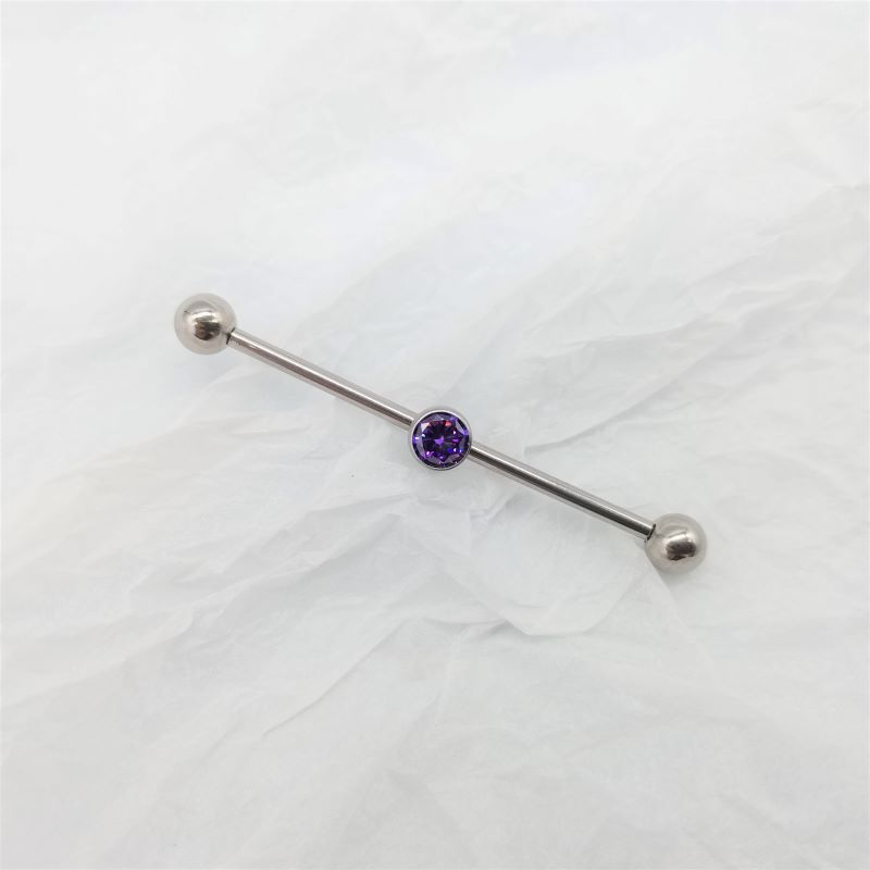 G23 Titanium Ear Bridge Barbell 14G Double Ear Holes Cylindrical Zircon Earrings Piercing Jewelry - Image 2