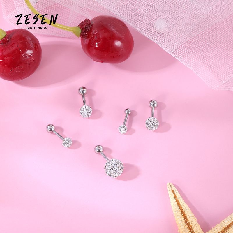 European American CZ Multi-Ball Stud Earrings Titanium Steel Lip Stud Replacement Nail Cute Ear Bone Stud Wholesale - Image 5