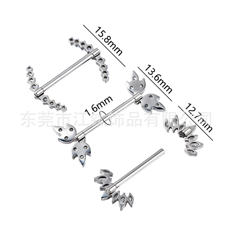 JT1013 F136 Titanium Nipple Ring with Zircon Inlay G23 Alloy Body Piercing Jewelry - Image 2