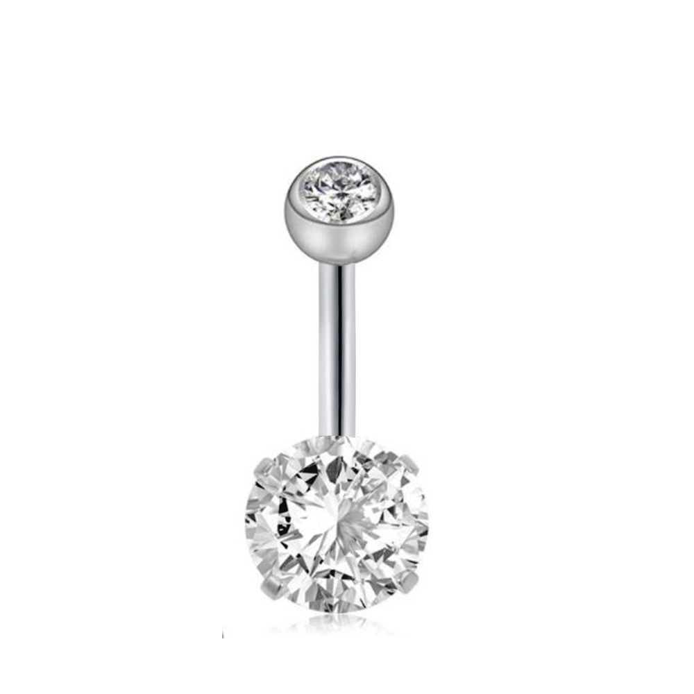 Classic 14-Piece Belly Button Ring Set - Stainless Steel Navel Jewelry with CZ Diamond Rhinestone - Image 3