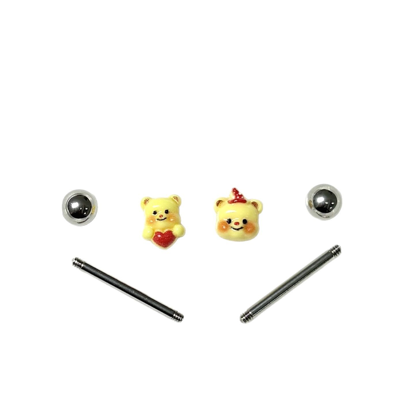 Butter Bear Sweet Tongue Barbell 316L Surgical Steel External Thread Tongue Ring Cute Piercing Jewelry - Image 4