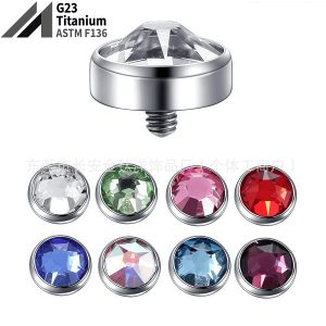 G23 Titanium Buried Nail with Czech CZ Stone Flat Back Labret Stud