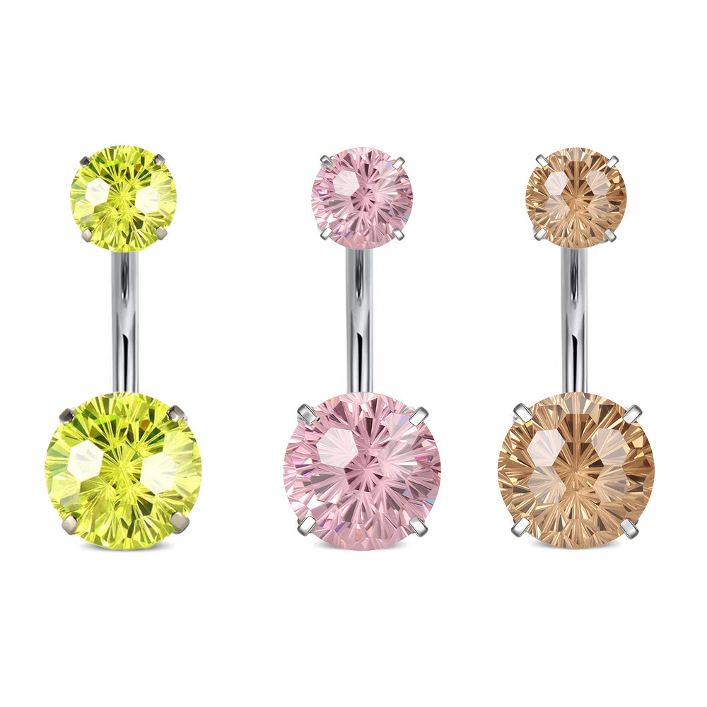 F136 Titanium Alloy Four-Prong Zircon Belly Button Ring Fireworks Diamond Two-End Sparkle Piercing Jewelry - Image 3
