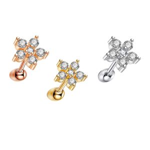 Stainless Steel Zircon Thread Earrings for Women Ear Piercing Jewelry Cartilage Tragus Stud
