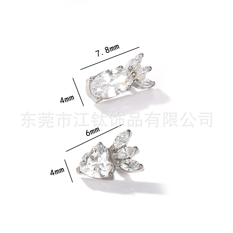 G23 Titanium Ear Bone Nail Radish Inlaid Zircon Fruit Shape Cartilage Stud Earring - Image 5