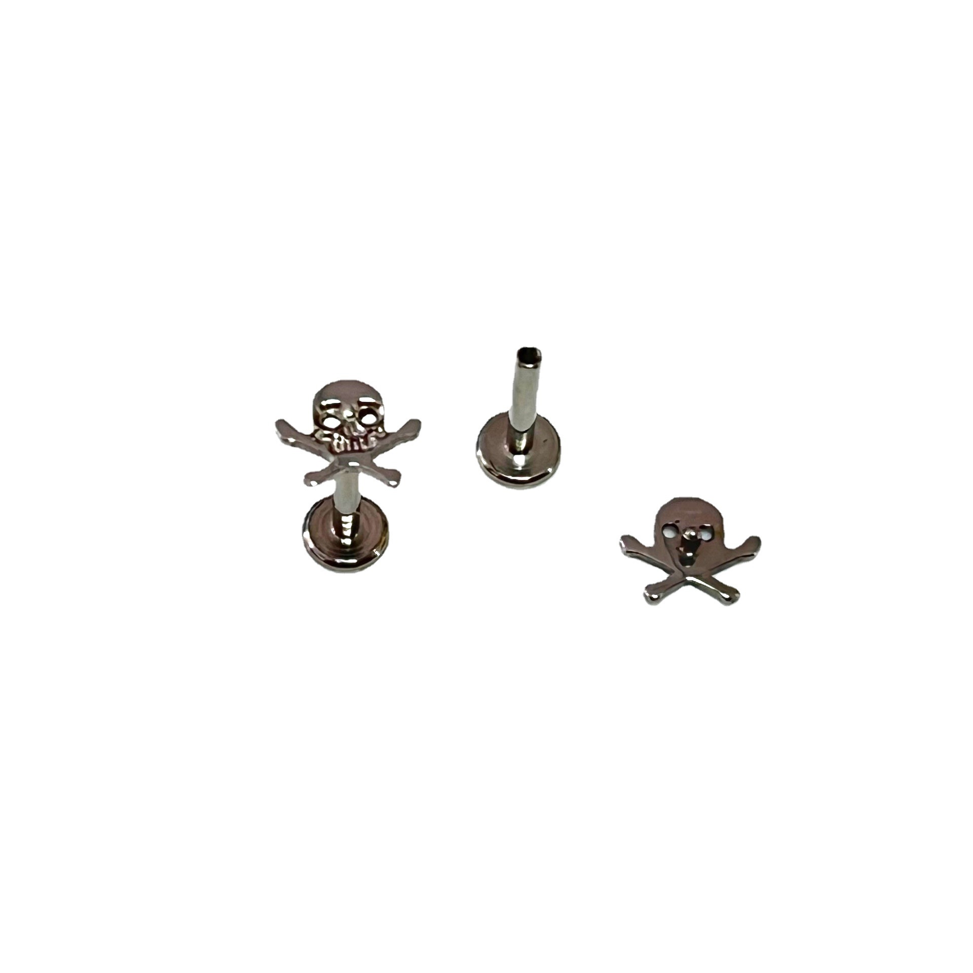 G23 Titanium Skull Head Ear Nail Lip Nail Internal Thread Earring Lip Piercing Jewelry Ghost Head Decoration - Image 5